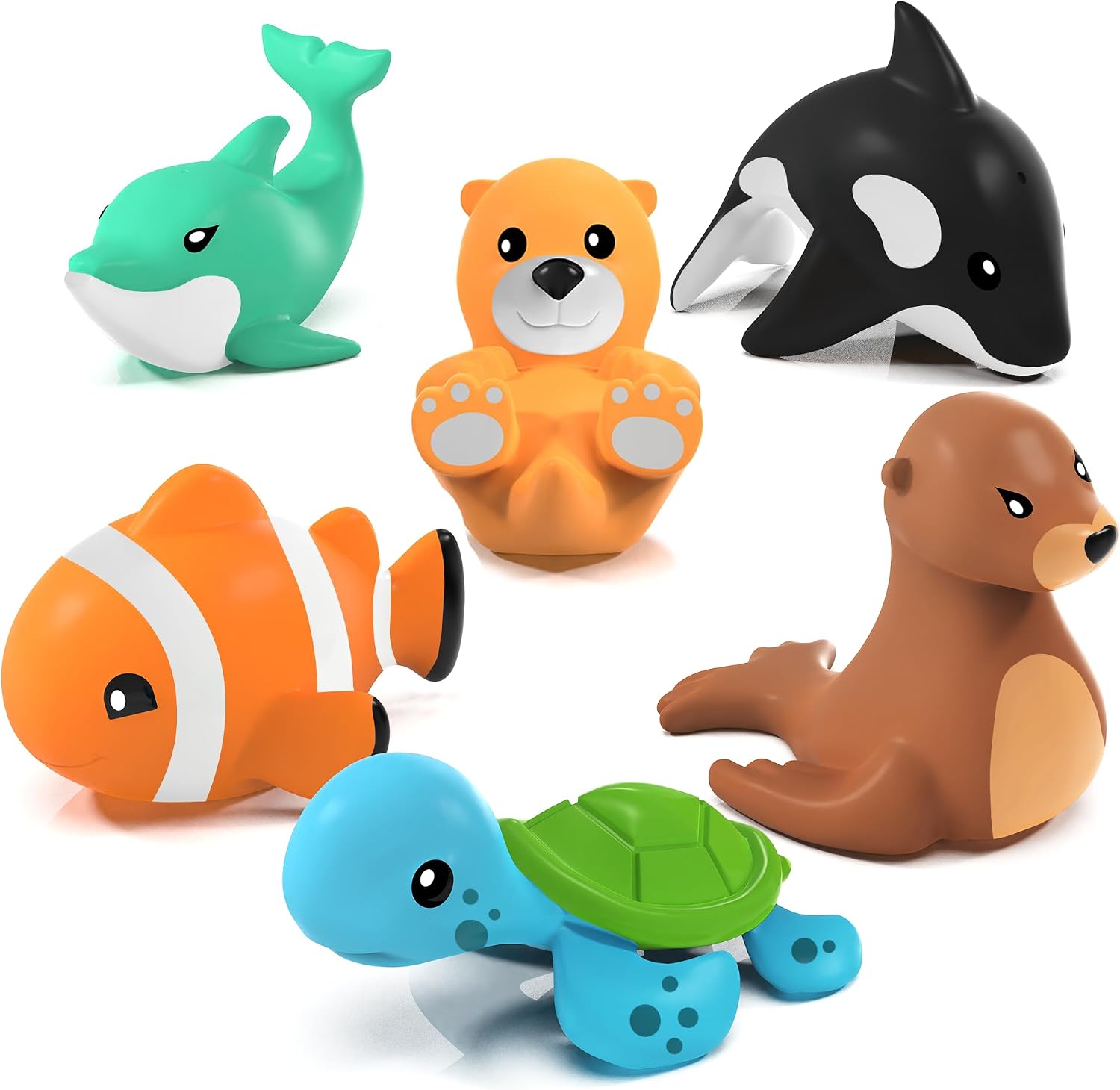 Marine Animal Mold-Free Bath Toys (6 Pack)